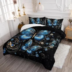 Boersma 3Pcs Butterfly Comforter Queen Size,Beautiful Blue Butterflies Bedding Set,Bohobian Gemstones Bedding Set,1 Comforter 2 Pillowcases,Black 9 Boersma 3Pcs Butterfly Comforter Queen Size,Beautiful Blue Butterflies Bedding Set,Bohobian Gemstones Bedding Set,1 Comforter 2 Pillowcases,Black -Bedding Discounts GUEST 38a93992 504e 4d71 806c 05aa2990945c