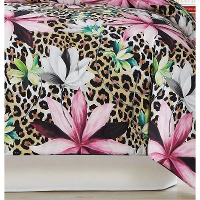 Christian Siriano Tahiti Floral Comforter Set Brown/Pink 3 Christian Siriano Tahiti Floral Comforter Set Brown/Pink - Image 3