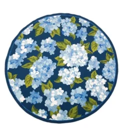 Plow & Hearth - Hydrangeas Indoor / Outdoor Accent Rug, 7'8" Round