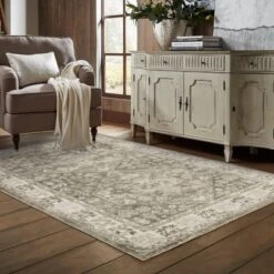 Salina Traditional Persian Style Inspired Area Rug Charcoal/Ivory - Captiv8e Designs