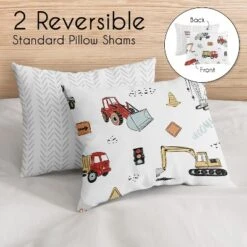 Sweet Jojo Designs Full/Queen Comforter Bedding Set Construction Truck Red Blue And Grey 3pc -Bedding Discounts GUEST 3d549a55 e470 48fd 84e4 33ec41a228b6