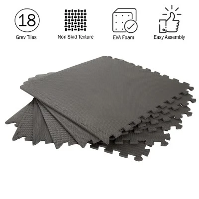 Foam Flooring Tiles - 18-Pack Interlocking EVA Foam Pieces Non-Toxic Floor Padding For Playroom Gym Or Basement By Stalwart (Gray) 3 Foam Flooring Tiles - 18-Pack Interlocking EVA Foam Pieces Non-Toxic Floor Padding For Playroom Gym Or Basement By Stalwart (Gray) - Image 3