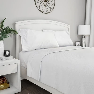 Hastings Home King Size Brushed Microfiber 4 Piece Embossed Checkered Bed Sheet And Linen Set With Stain Resistant Fitted And Flat Sheets - White 1 Hastings Home King Size Brushed Microfiber 4 Piece Embossed Checkered Bed Sheet And Linen Set With Stain Resistant Fitted And Flat Sheets - White