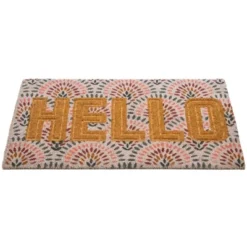 Northlight Brown And Pink "Hello" Floral Coir Outdoor Doormat 18" X 30" -Bedding Discounts GUEST 4044b913 0c2b 4900 b174 4cb88a20cb6e