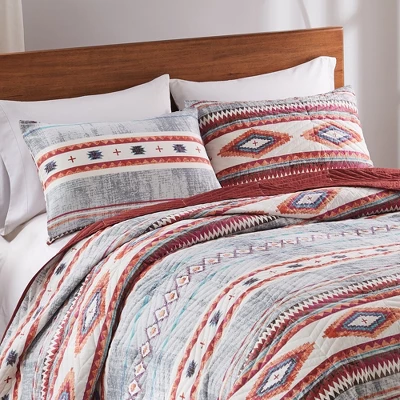 Kiva Western Boho Quilted Pillow Sham Stone By Greenland Home Fashions 3 Kiva Western Boho Quilted Pillow Sham Stone By Greenland Home Fashions - Image 3