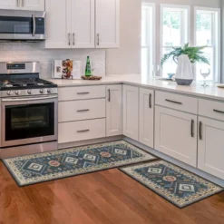 FURNIinspire Floor Mats Home 2 Piece Kitchen Rug Machine Washable Floor Mat For Living Room, Vintage Carpet, Non Slip, Blue, 60"*20" -Bedding Discounts GUEST 41242a13 dad6 4b7f b5ea a886fd19b66e