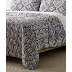 Blue Loom 3pc Sabra Quilt Set Lilac/Gray