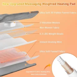 Massaging Weighted Heating Pads For Back, Electric Heating Pad With Massaging Vibrations, Auto Shut Off, 12 Settings- 3 Heat, 9 Massage, 20" X 24" -Bedding Discounts GUEST 46f91cba 11d1 4770 9f37 b7b89851f351