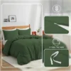 Peace Nest Linen Duvet Cover Set, Durable, Breathable & Moisture-Wicking, 3 Piece Bedding Set With Pillow Shams, Green, Twin, 68"x90"