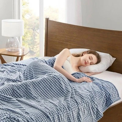 CAVINAS Full/Queen Plush Cooling Blanket,Breathable Bedding Blanket,Soft Cold Blanket For Couch,Bed,Sofa,Blue
