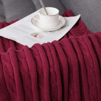 PiccoCasa Cotton Cable Soft Couch Decorative Knitted Throw Blanket 1 Pc 4 PiccoCasa Cotton Cable Soft Couch Decorative Knitted Throw Blanket 1 Pc - Image 4