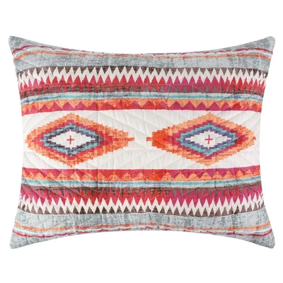 Kiva Western Boho Quilted Pillow Sham Stone By Greenland Home Fashions 1 Kiva Western Boho Quilted Pillow Sham Stone By Greenland Home Fashions
