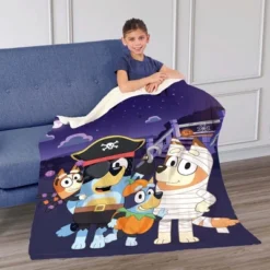 Bluey Family Halloween Silk Touch Faux Shearling Throw Blanket 50x60 Inches