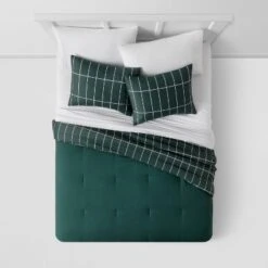 Grid Print Microfiber Reversible Comforter & Sheet Set Dark Green - Room Essentials™ 10 Grid Print Microfiber Reversible Comforter & Sheet Set Dark Green - Room Essentials™ -Bedding Discounts GUEST 4daf5f1a f5e2 4ffd 9c0a 0163fb5f2872