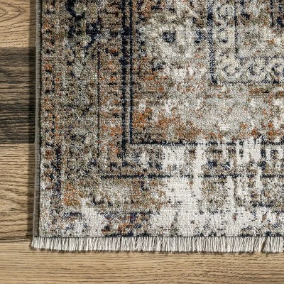 NuLOOM Charvi Distressed Medallion Fringe Area Rug 4 NuLOOM Charvi Distressed Medallion Fringe Area Rug - Image 4