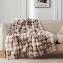 Attop Faux Fur Throw Blanket For Couch, Cozy Soft And Fuzzy Plush Rabbit Fur Bubble Blanket For Sofa Bedroom Living Room -Bedding Discounts GUEST 53288787 666e 4858 9d7b c4b64c22f356
