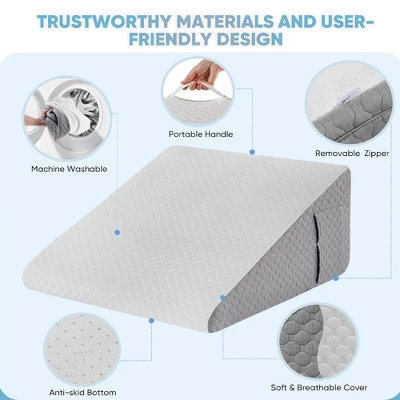 Dronery 8"Bed Wedge Triangle Pillow With Soft Memory Foam And Washable Cover,For Acid Reflux,Heartburn,Back Pain Relief,Snoring,Sleep Apnea And Gerd 3 Dronery 8"Bed Wedge Triangle Pillow With Soft Memory Foam And Washable Cover,For Acid Reflux,Heartburn,Back Pain Relief,Snoring,Sleep Apnea And Gerd - Image 3