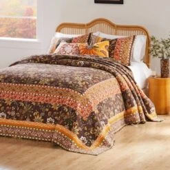 Greenland Home Fashions 3pc Audrey Modern Floral Bedspread Bedding Set Brown -Bedding Discounts GUEST 55747ee4 13a2 43a1 8b85 0b0f06a2a743