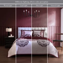 Bebejan Rosewood Harmony 100% Cotton 3-Piece Reversible Quilted Coverlet Set -Bedding Discounts GUEST 55b5df13 3e6d 4391 bdb8 2f710599be00