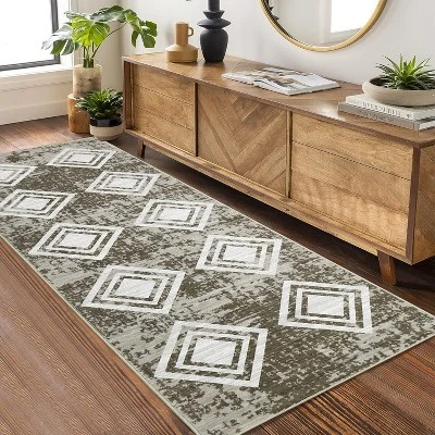 Washable Runner Rug - Non-Slip Hallway & Kitchen Rug - Modern Farmhouse Entryway Runner - Low Pile Bedroom Rug 1 Washable Runner Rug - Non-Slip Hallway & Kitchen Rug - Modern Farmhouse Entryway Runner - Low Pile Bedroom Rug