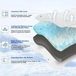 Dyonery 3 Inch Extra Firm Memory Foam Mattress Topper Twin Size Bed Topper With Silk Cover, Premium Cooling Gel -Bedding Discounts GUEST 58c130c8 f320 42f1 89a6 5a656b9face1