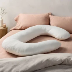 Memory Foam And Down Alternative Pregnancy C-Shaped Body Pillow White - Casaluna™: Supportive Maternity Comfort, CertiPUR-US Certified