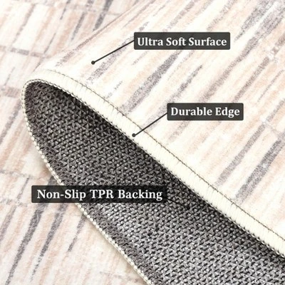 8x10 Rugs Non-Slip ¨C Modern Boho Abstract Area Rug Stain-Resistant Low Pile Carpet | Machine Washable Ivory Accent Rug With TPR Backing 2 8x10 Rugs Non-Slip ¨C Modern Boho Abstract Area Rug Stain-Resistant Low Pile Carpet | Machine Washable Ivory Accent Rug With TPR Backing - Image 2