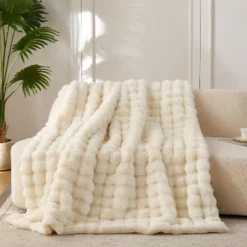 Attop Faux Fur Throw Blanket For Couch, Cozy Soft And Fuzzy Plush Rabbit Fur Bubble Blanket For Sofa Bedroom Living Room -Bedding Discounts GUEST 5b5344c2 452c 46a4 be73 622c76057e3b