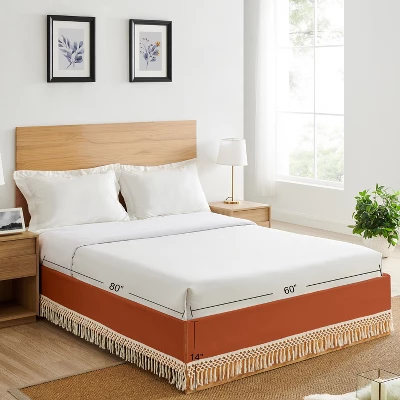 Sweet Jojo Designs Girl Dust Ruffle Queen Bed Skirt Boho Floral Wildflower Orange And Ivory 4 Sweet Jojo Designs Girl Dust Ruffle Queen Bed Skirt Boho Floral Wildflower Orange And Ivory - Image 4