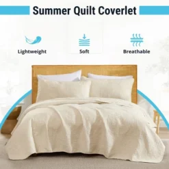 HLC.ME Lorenzo - 3 Piece Quilt Set, Lightweight Bedspread Coverlet Set