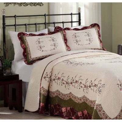 Modern Heirloom Brooke Bedspread Ivory/Green 2 Modern Heirloom Brooke Bedspread Ivory/Green - Image 2