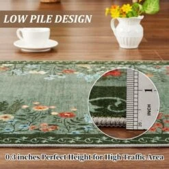 8x10 Washable Rugs Non Slip - Large Floral Area Rug For Living Room, Bedroom (Green) -Bedding Discounts GUEST 5ebdcf84 e11b 432b 8553 8d72a5c8bc99