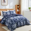 Peace Nest Soft Printed Coverlet Set Floral Geometric Bedspread, Modern Reversible Quilt And Shams Set