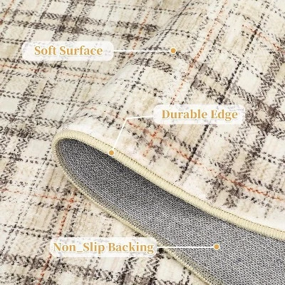 Modern Washable Area Rug Soft Non-Slip Stain-Resistant Farmhouse Tartan Plaid Carpet For Living Room Bedroom Nursery Office 3 Modern Washable Area Rug Soft Non-Slip Stain-Resistant Farmhouse Tartan Plaid Carpet For Living Room Bedroom Nursery Office - Image 3