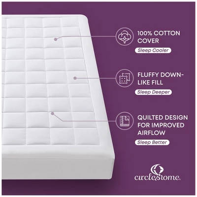 CIRCLESHOME Ultra-Plush Down Alternative Cotton Top Mattress Pad For Comfort & Protection 1 CIRCLESHOME Ultra-Plush Down Alternative Cotton Top Mattress Pad For Comfort & Protection