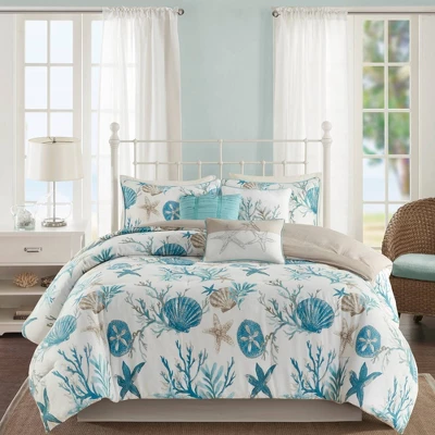 Madison Park 7pc Ocean View Cotton Sateen Comforter Set Aqua 1 Madison Park 7pc Ocean View Cotton Sateen Comforter Set Aqua