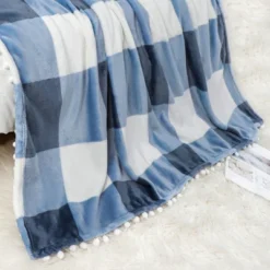 PiccoCasa Flannel Pom-Pom Tartan Checkered Fleece Throw Blanket 1Pc 10 PiccoCasa Flannel Pom-Pom Tartan Checkered Fleece Throw Blanket 1Pc -Bedding Discounts GUEST 6122c0be 4e89 43e4 90fb fc0c4ab00dde