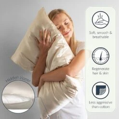 Dreamzie - 1 X 19 Momme Silk Pillowcase, Double Sided Luxury Silk - Gold -Bedding Discounts GUEST 619b31ce 7845 49cc b255 0704d2d2342e