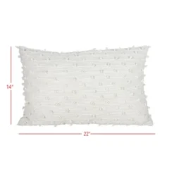 14X22 Inch Hand Woven Pillow White Cotton With Polyester Fill - Foreside Home & Garden -Bedding Discounts GUEST 61f12079 1741 4d95 9cde 0bdab42ac836