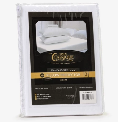 Linen Classique 320TC - Zippered Pillow Protector - White 3 Linen Classique 320TC - Zippered Pillow Protector - White - Image 3