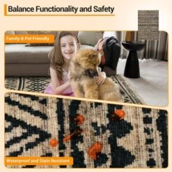 5x7 Washable Rugs Non Slip - Boho Geometric Area Rug For Living Room, Bedroom (Neutral) -Bedding Discounts GUEST 6344dac8 e966 4efe 86c3 0eae59c1b68d