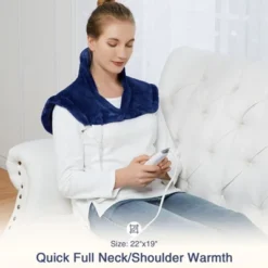 Heating Pad For Neck And Shoulders, 22"x19" Weighted Instant Heating Pads With 4 Heat Settings, Deeper Pain Relief, 2H Auto-Off Timer, Washable