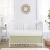 Sweet Jojo Designs Girl Baby Crib Bed Skirt Watercolor Floral Garden Collection Solid Green And Beige