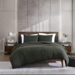 Kenneth Cole Solid Waffle Green 3 Piece Duvet Set- Full/Queen -Bedding Discounts GUEST 68d4212f 961e 4b07 ac5d 6aa4bc1b847a