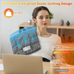 Acekool Weighted Heating Pad With Massage, 3 Heat & 3 Vibration Settings, Fast Relief, Auto Shut-Off, 12"x24", 4lbs, For Back Neck Shoulders