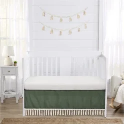 Sweet Jojo Designs Unisex Baby Crib Bed Skirt Diamond Tuft Green And Ivory