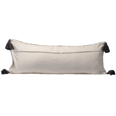Oversized 14x36" Hand Woven Decorative Cotton Lumbar Throw Pillow With Hand Tied Tassels - Foreside Home & Garden 1 Oversized 14x36" Hand Woven Decorative Cotton Lumbar Throw Pillow With Hand Tied Tassels - Foreside Home & Garden
