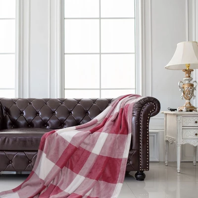 1 Pc 100% Microfiber Polyester Plaid Buffalo Checker Soft Fleece Sleeping Bed Blankets - PiccoCasa 4 1 Pc 100% Microfiber Polyester Plaid Buffalo Checker Soft Fleece Sleeping Bed Blankets - PiccoCasa - Image 4