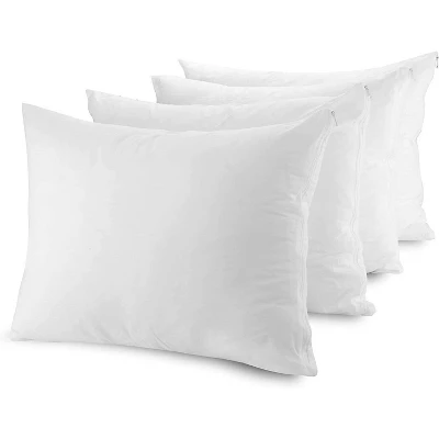 The Grand Zippered Poly/Cotton Pillow Protector Set Of 4 White 9 The Grand Zippered Poly/Cotton Pillow Protector Set Of 4 White - Image 9