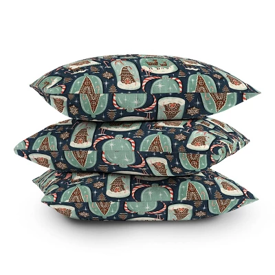 16"x16" Heather Dutton Gingerbread Village Square Throw Pillow Blue - Deny Designs: Christmas Decor, Indoor Use, Zippered 2 16"x16" Heather Dutton Gingerbread Village Square Throw Pillow Blue - Deny Designs: Christmas Decor, Indoor Use, Zippered - Image 2